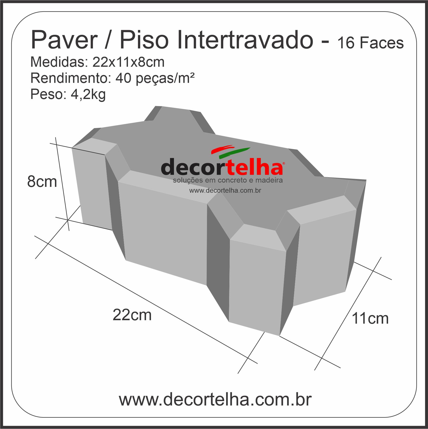 Paver Piso Intertravado 8cm